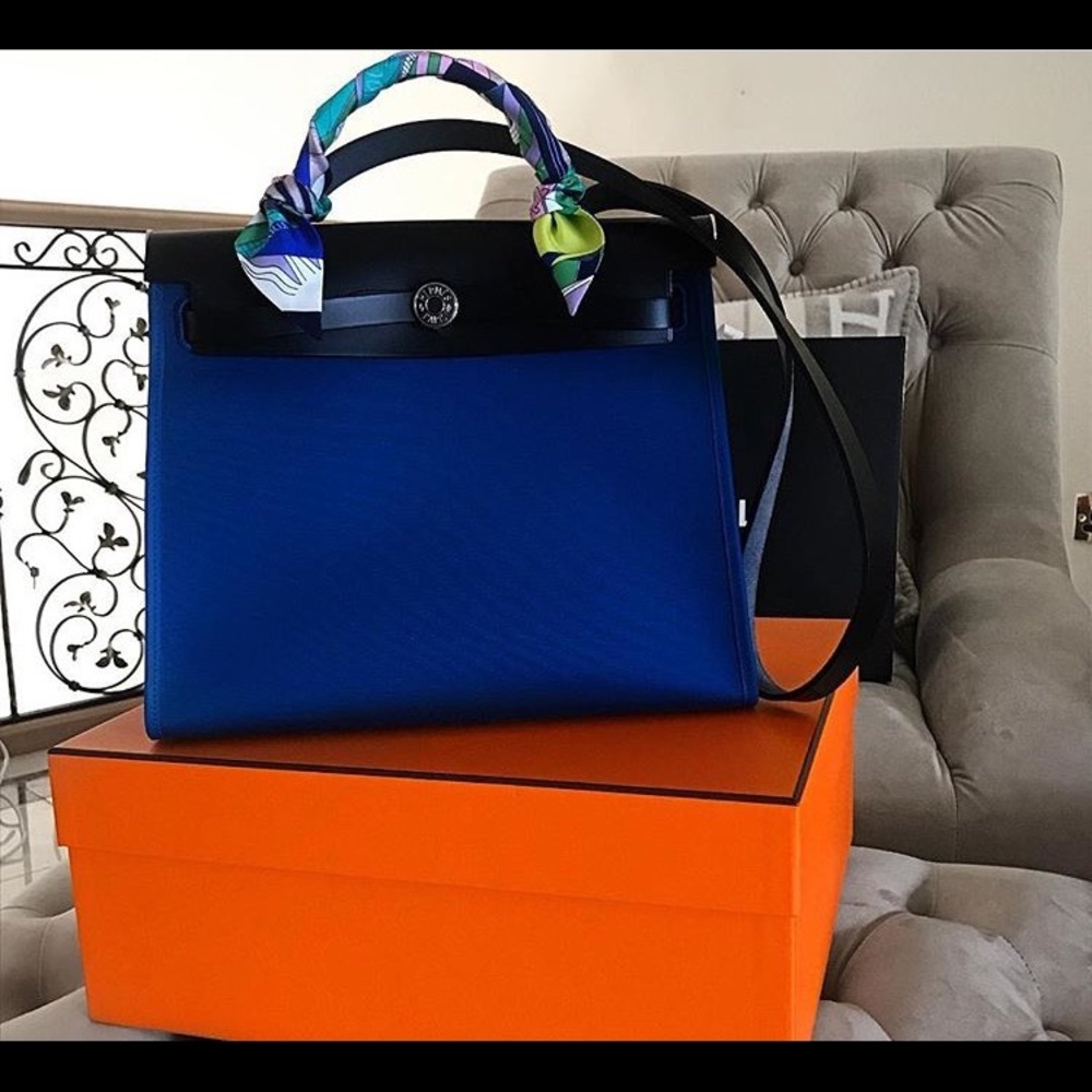 Hermes Herbag in electric blue. - Picture 1 of 1